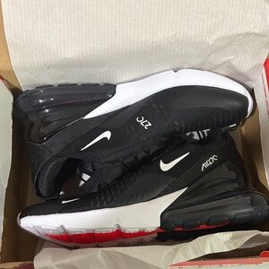 Nike Air Max 270 Black White Red Running Shoes